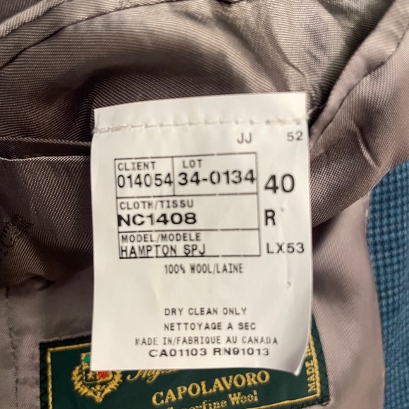 Jack Victor Lora Piana Cashmere Houndstooth Blazer Sport Coat Size 40R, Blue,EUC - Picture 6 of 10